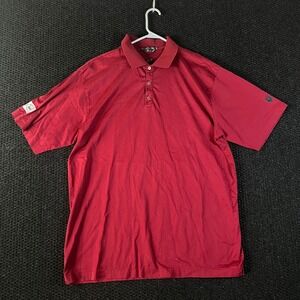 Tiger Woods Golf Polo Shirt Men's Large Red Short Sleeve Button Up "TW" Logo